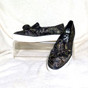 Women's Rifle Paper x Keds Collette Triple Decker Sneaker | black & gold| Sz 8.5